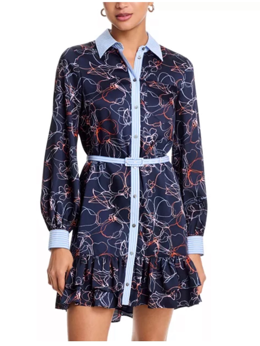 Cinq A Sept Malva Linework Floral Tirza Dress 8 NWT Cinq à Sept Sleeve Ruffle